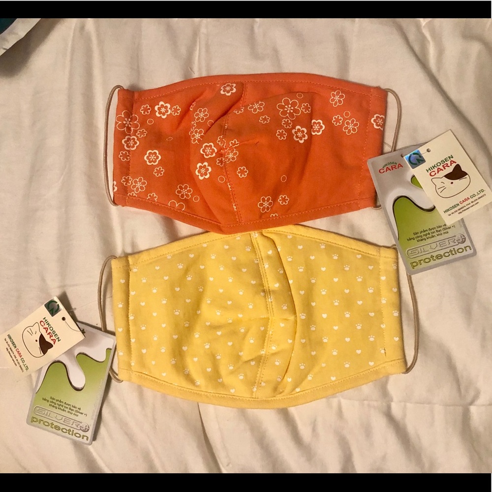 🐚 2 NWT Large Hikosen CARA orange n yellow masks